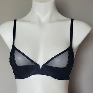 Savage X Fenty Black Romantic Lace Mesh Push-Up Bra 32C NWT